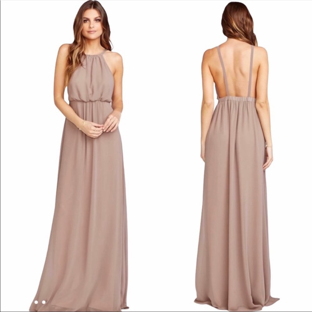 Show Me Your MuMu Taupe Maxi Dress